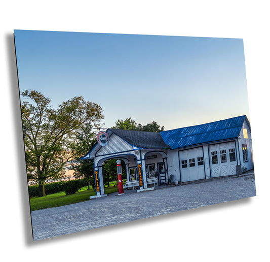 Route 66 Gas Station Photo - Odell, Illinois Standard Oil Sunset Art Print for Vintage Wall Decor & Home Styling