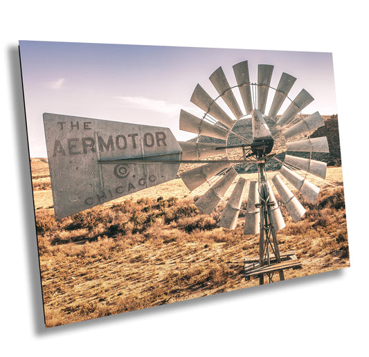 Farmhouse Windmill Photography Print - Rustic Sunset Wall Art Decor for Country Home, West Texas Design