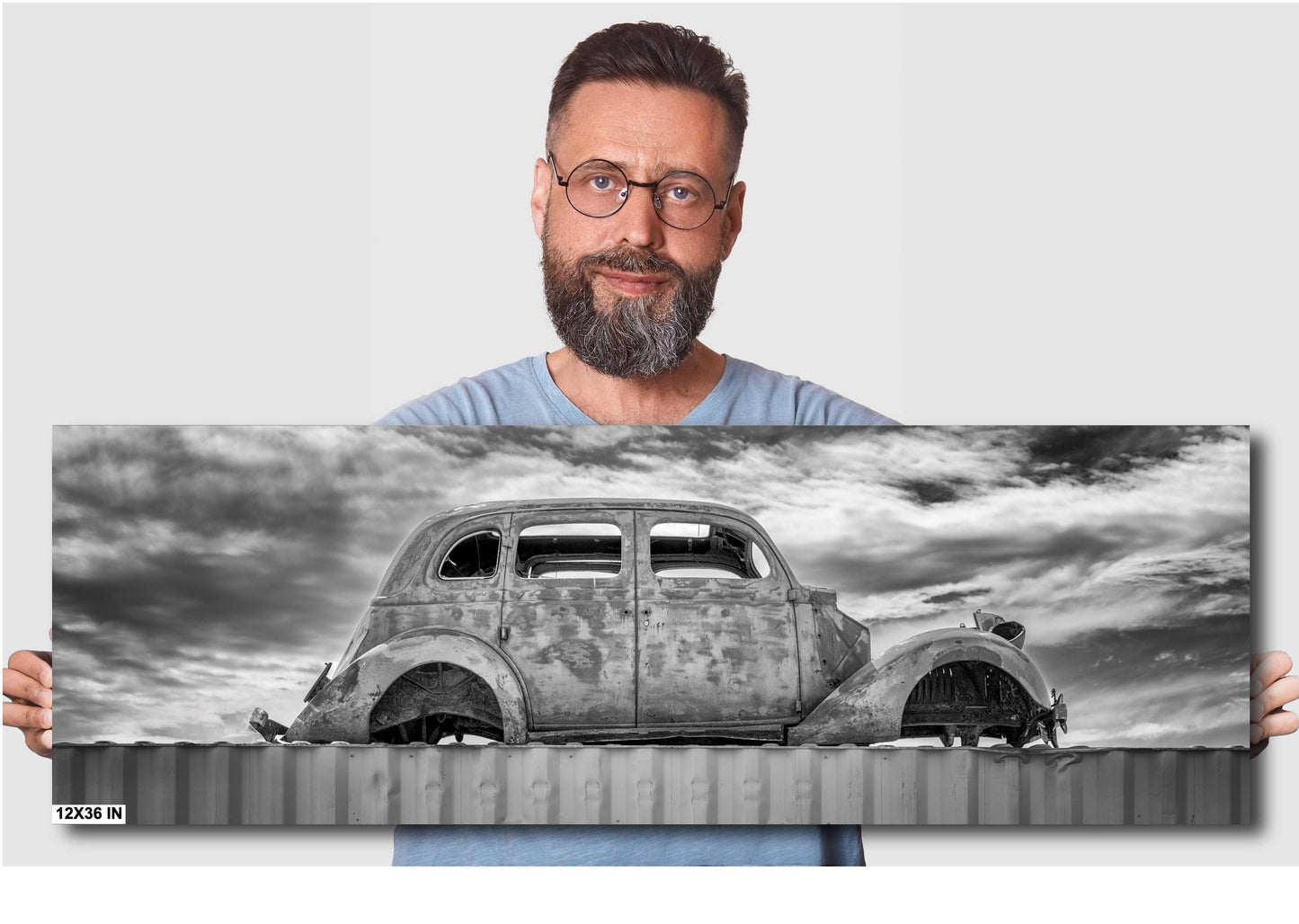 Vintage 1936 Business Sedan at a Junkyard in Yucca, Arizona: Fine Art Photography Print on Premium Photo Paper or Ready-to-Hang Canvas