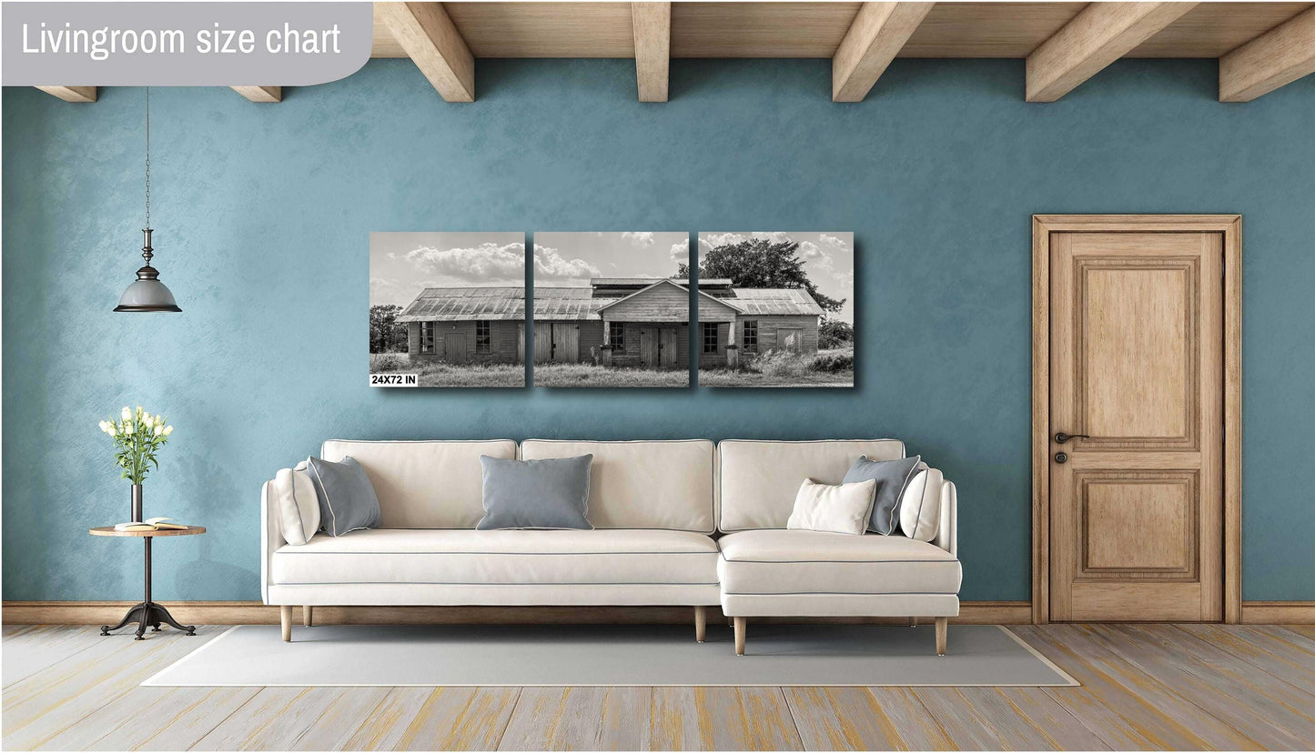 Barn Wall Art - Rustic Neutral Farmhouse Wall Art: Modern White Barn Landscape Print for Home, Canvas Decor, Rustic Chic Decor