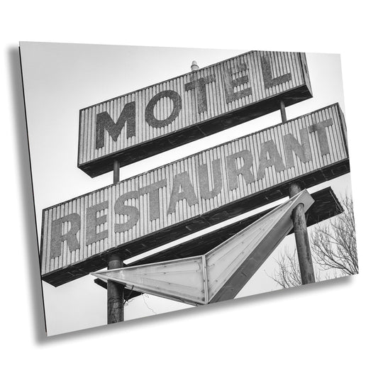 Vintage Route 66 Texas Motel Sign Art | Black & White Americana Wall Decor Print for Retro Home Decor