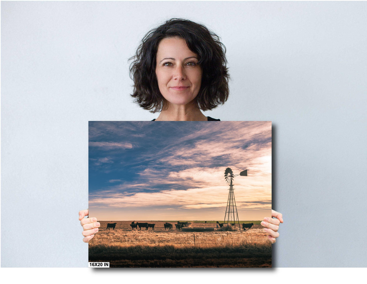 Farmhouse Wall Decor Countryside Black Cows & Windmill Fine Art Print, Modern Farmhouse Art, Rustic Home Photography, Texas Landscape Decor