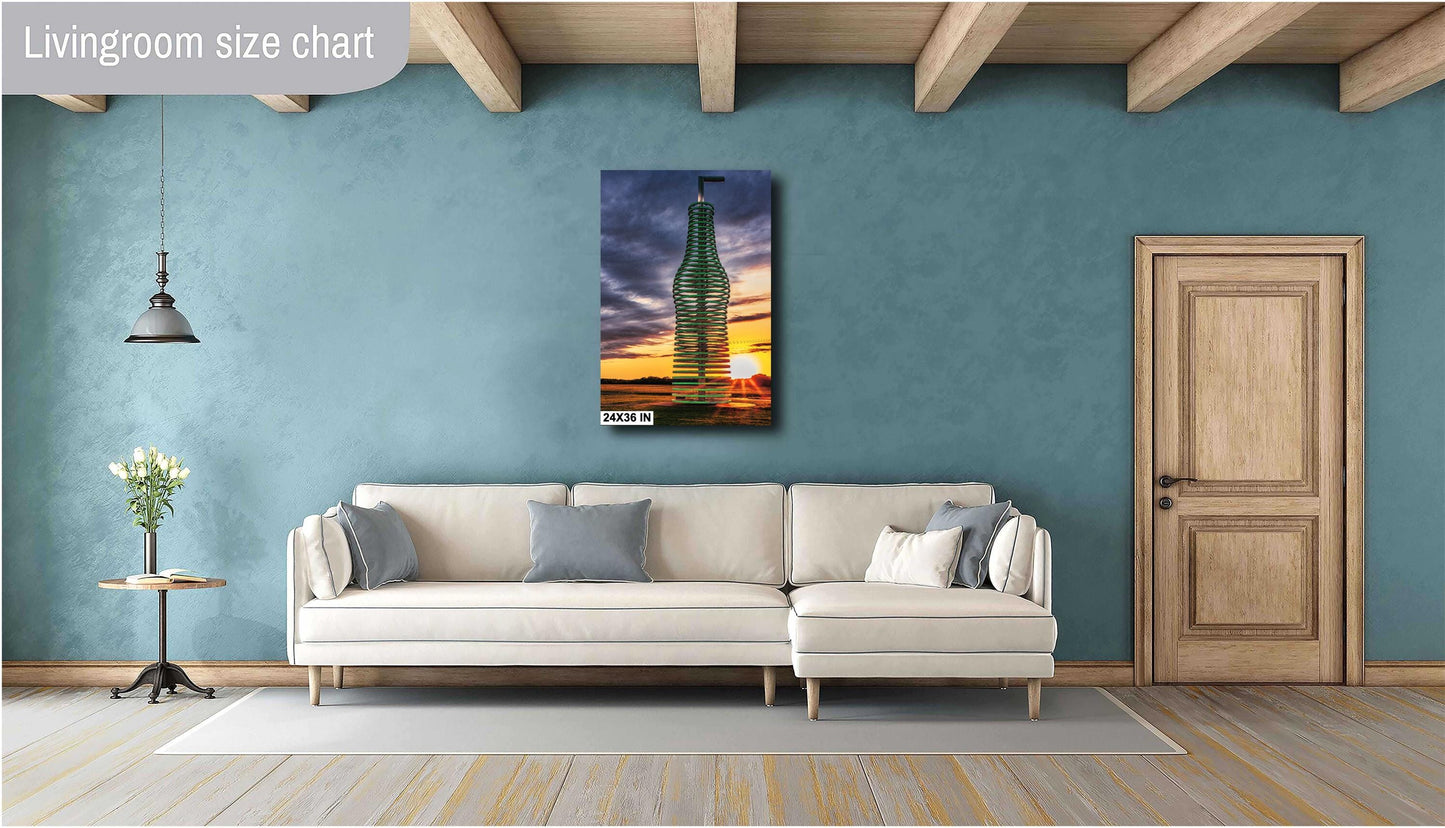 Pops 66 Soda Ranch Wall Art - Americana Route 66 Print, Coke Bottle, Oklahoma Sunset Art on Paper, Canvas & Metal