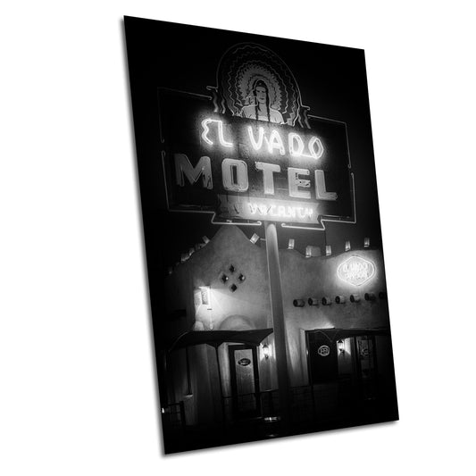 New Mexico Wall Art - El Vado Motel Albuquerque Route 66 Art Print - Black & White Vintage Southwestern Photography