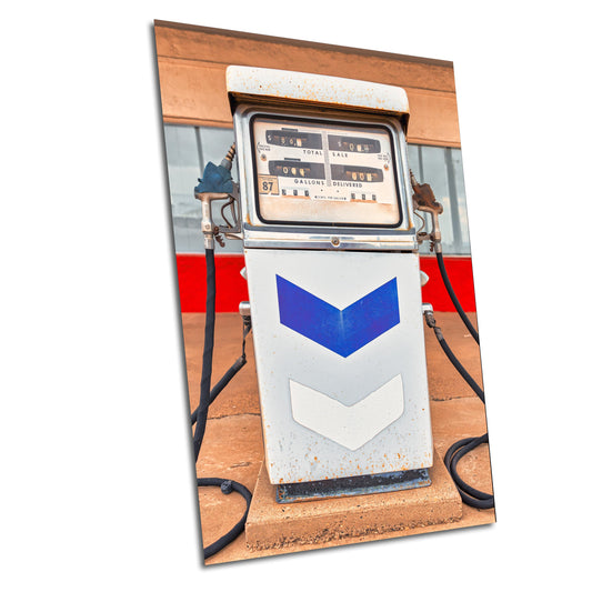 Vintage Chevron Gas Station Photo: Route 66 Wall Art for Man Cave, Texas Decor, Old Pump Print, Garage Decoration