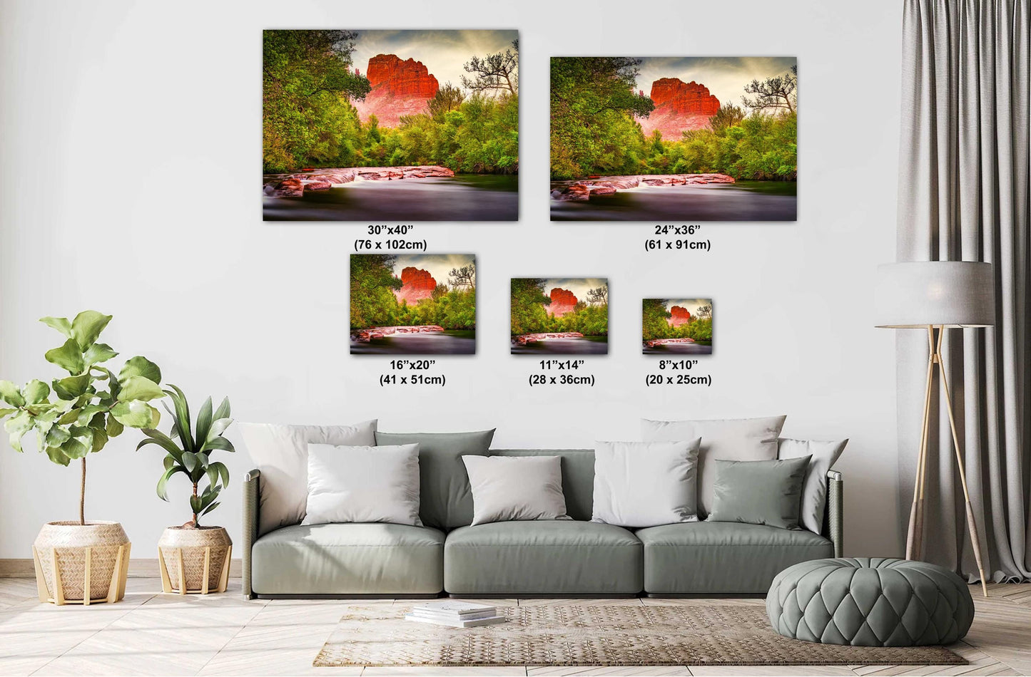 Sedona Arizona Cathedral Rock from Oak Creek - Red Rocks and Water Photography Print on Premium Photo Paper, Canvas, Acrylic & Metal Decor