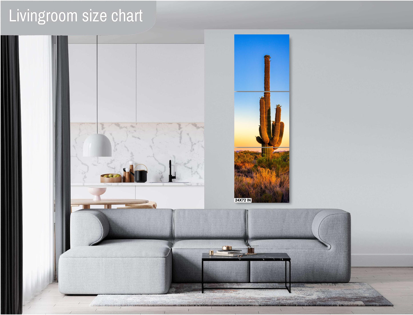 Desert Wall Decor - Arizona Desert Landscape Print: Saguaro Cactus Wall Art, Boho Wilderness Poster for Southwestern Decor