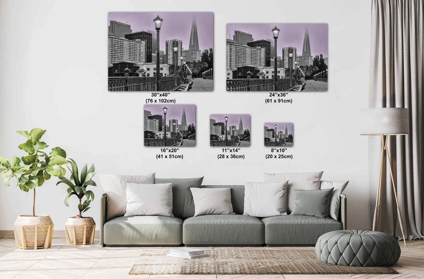 San Francisco Unique Wall Art - Foggy San Francisco Pier 7 with Transamerica Pyramid and Seagull - Urban Landscape Photography
