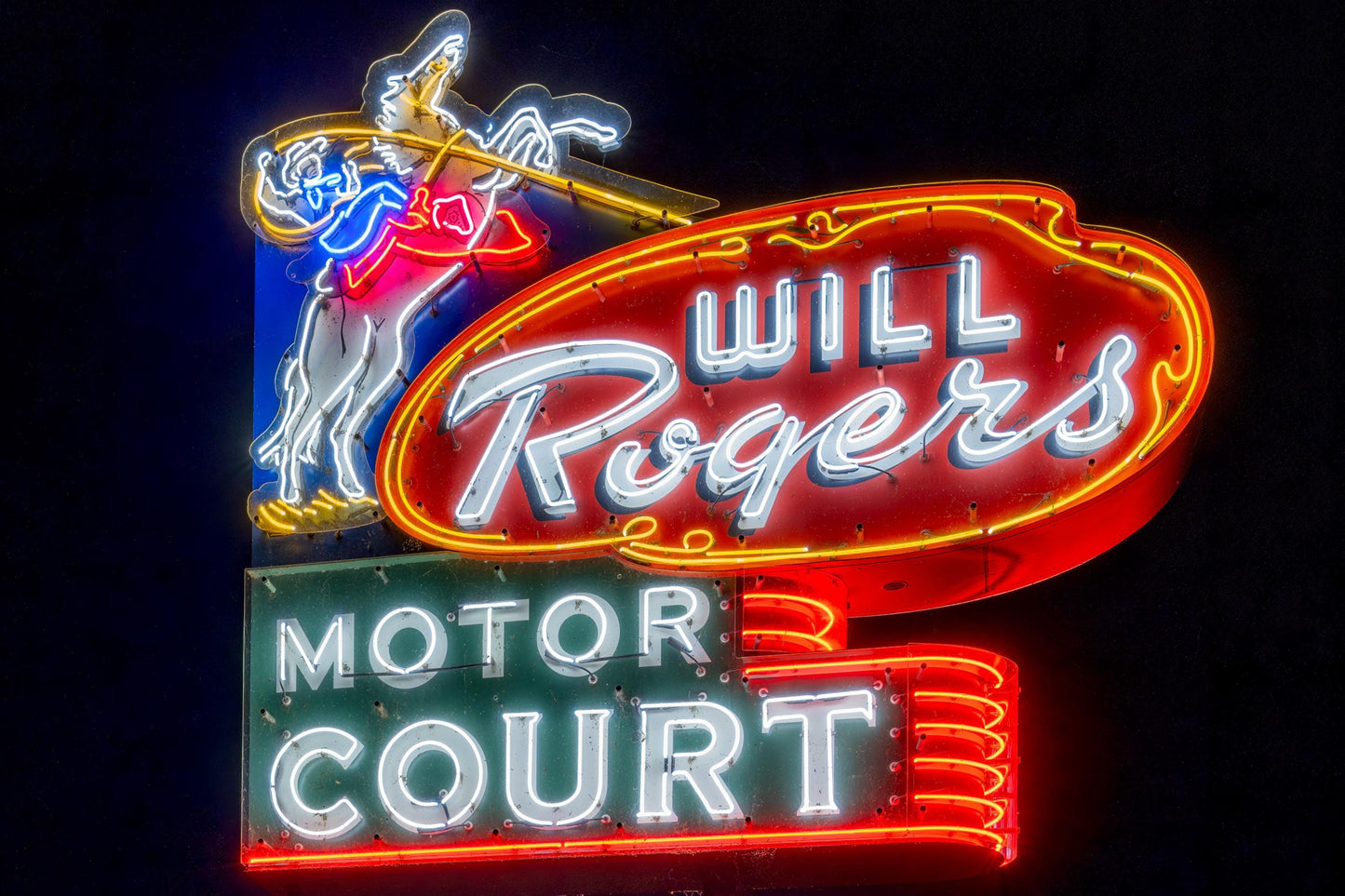 Route 66 Tulsa Neon Sign Photo - Will Rogers Motor Court Print on Premium Paper, Canvas, Acrylic & Metal Decor