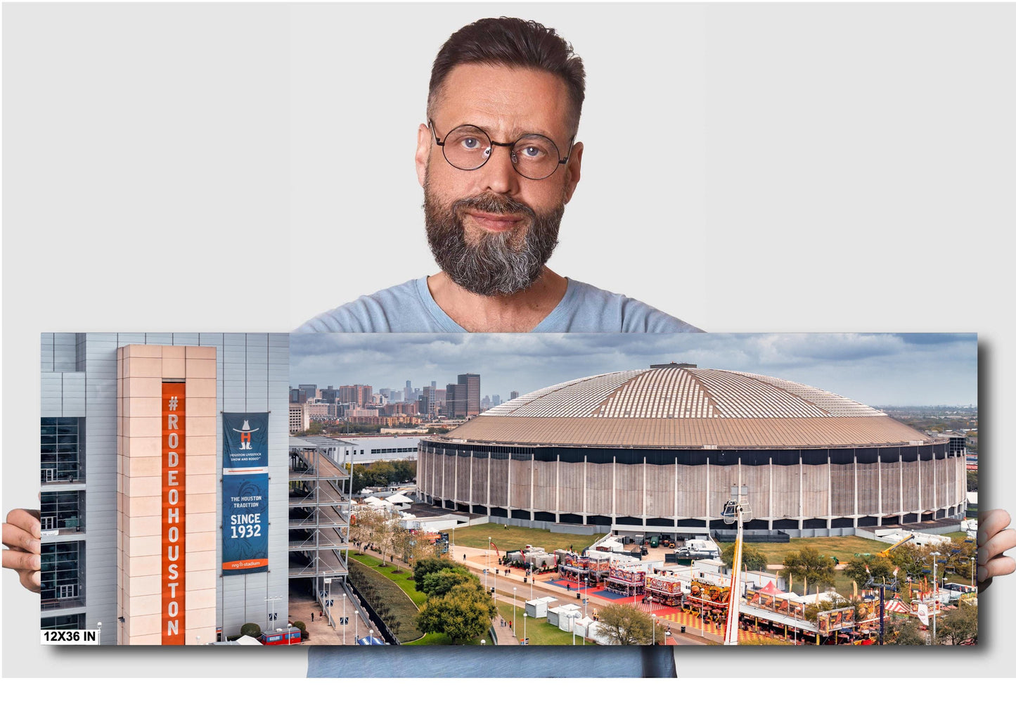 Houston Astrodome Sunset: Large Fine Art Photography Print - NRG Stadium & Rodeo Wall Decor, Carnival Art for Home