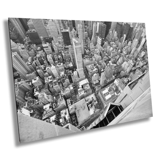Empire State Building Ledge View: Urban NYC Skyline Photography Print for Stylish Home Decor & Wall Art