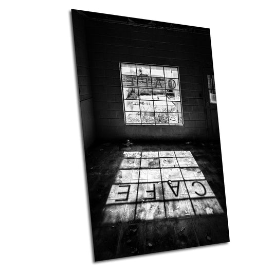 Route 66 Ghost Town: Glenrio Abandoned Cafe Photo - Black & White Print, Rustic American West Wall Art