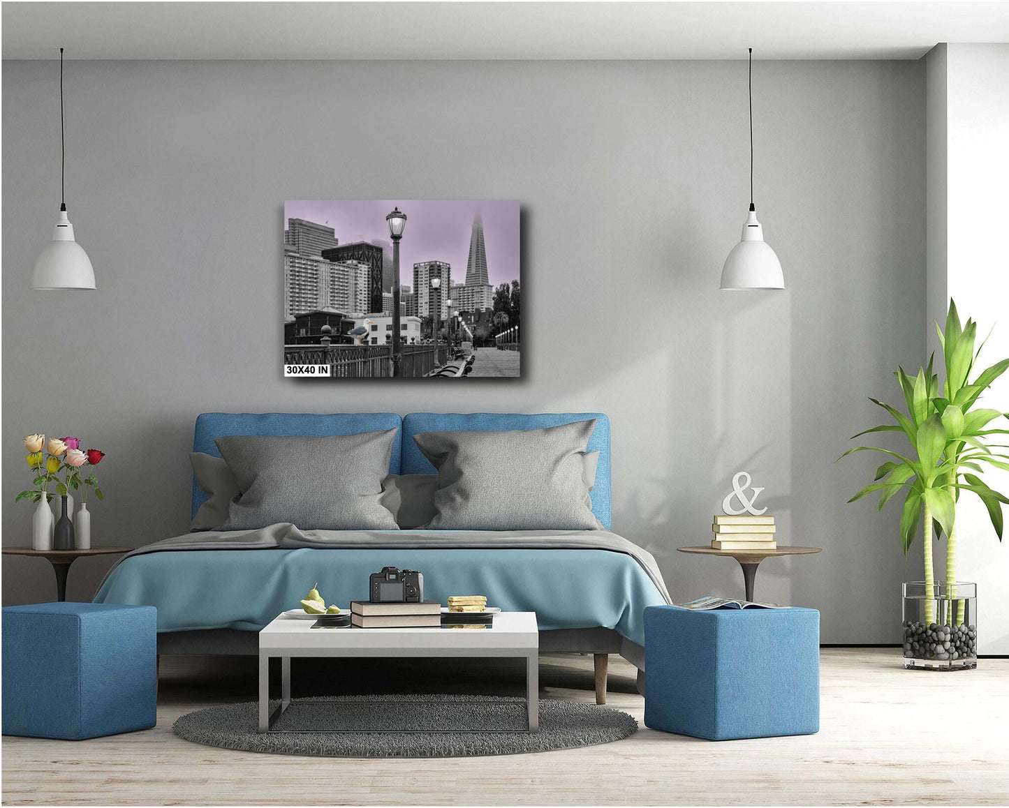 San Francisco Unique Wall Art - Foggy San Francisco Pier 7 with Transamerica Pyramid and Seagull - Urban Landscape Photography