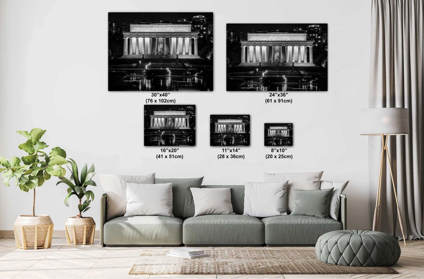 Washington DC Print of Lincoln Memorial at Night - American Wall Art Photo on Premium Photo Paper, Canvas, Acrylic, or Metal