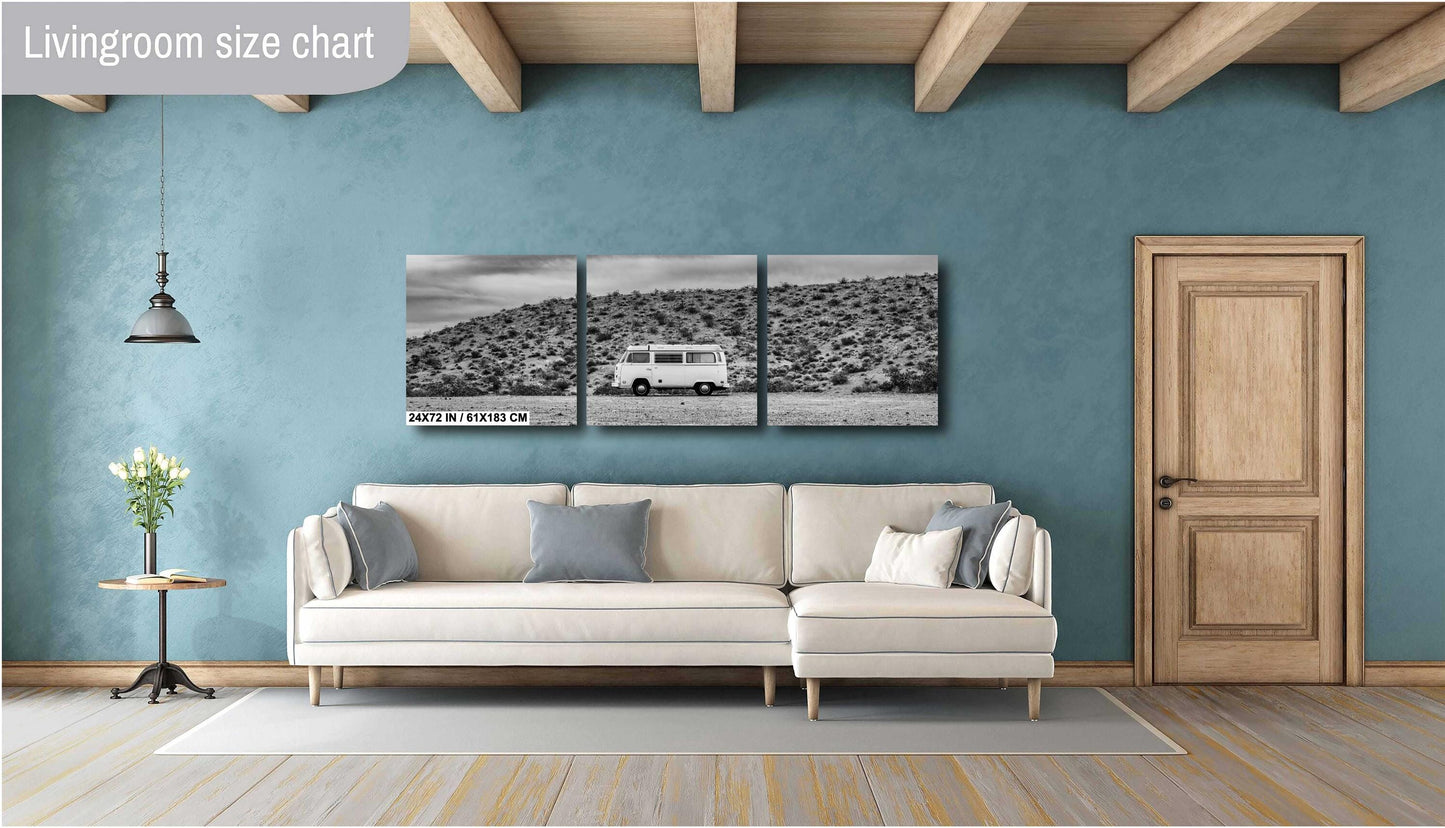 Van Wall Art - Boho Road Trip Photo on Route 66, Vintage Camper Bus Photography Print on Premium Photo Paper, Canvas, Acrylic, or Metal