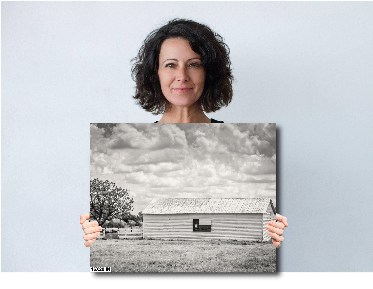 Texas Wall Art Photography - Texas Flag Barn Wall Art | Rustic Black & White Decor for Western Farmhouse Home