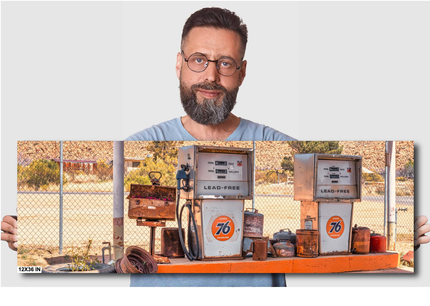 Valentine Arizona Route 66 Union 76 Station: AZ Desert Landscape Photography, Americana Wall Art for Man Cave