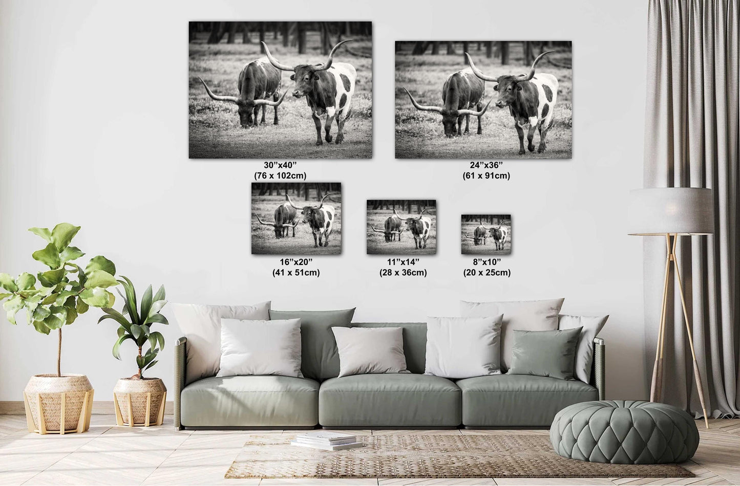 Cowboy Wall Art - Rustic Longhorn Cow Print: Modern Ranch Wall Art for Farmhouse Decor (Paper/Canvas/Acrylic/Metal)