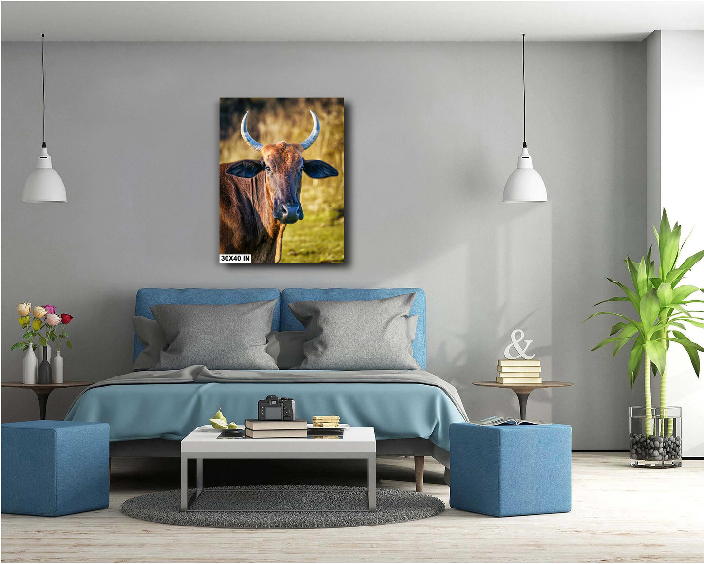 Farmhouse Wall Art - Rustic Cow Photography: Bull Print Wall Art Decor on Paper, Canvas, Acrylic & Metal
