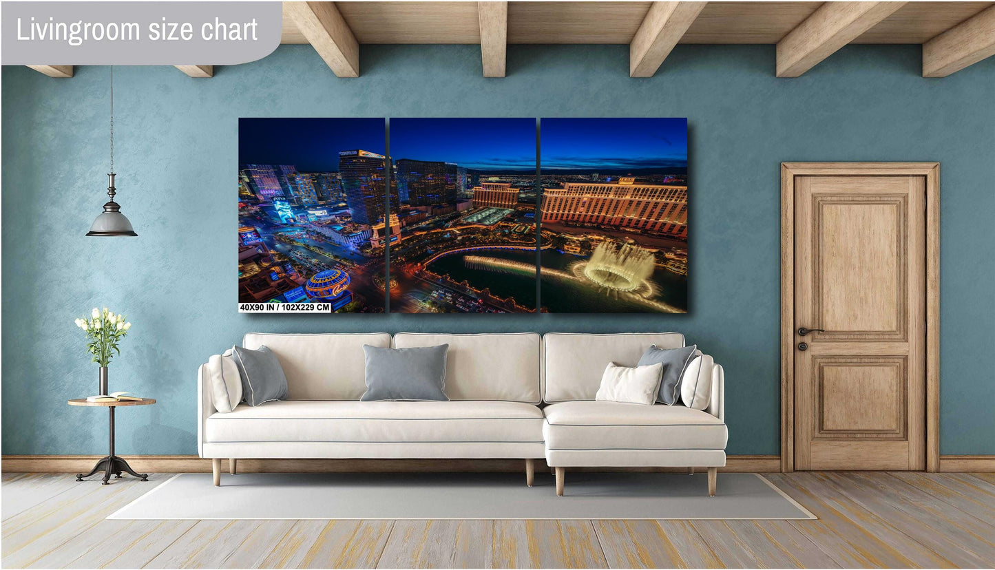 Las Vegas Skyline Print Wall Art: Aerial Photo of The Strip on Premium Paper, Canvas, Acrylic & Metal - Ready to Hang Decor