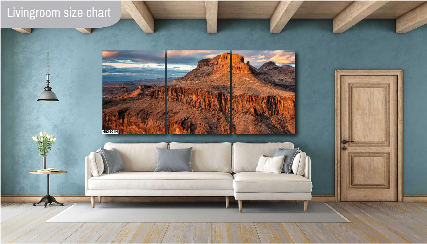 Golden Sunset Over Arizona's Black Mountains - Route 66 Mojave Desert Fine Art Landscape Print, Wall Art Decor, Nature Photography