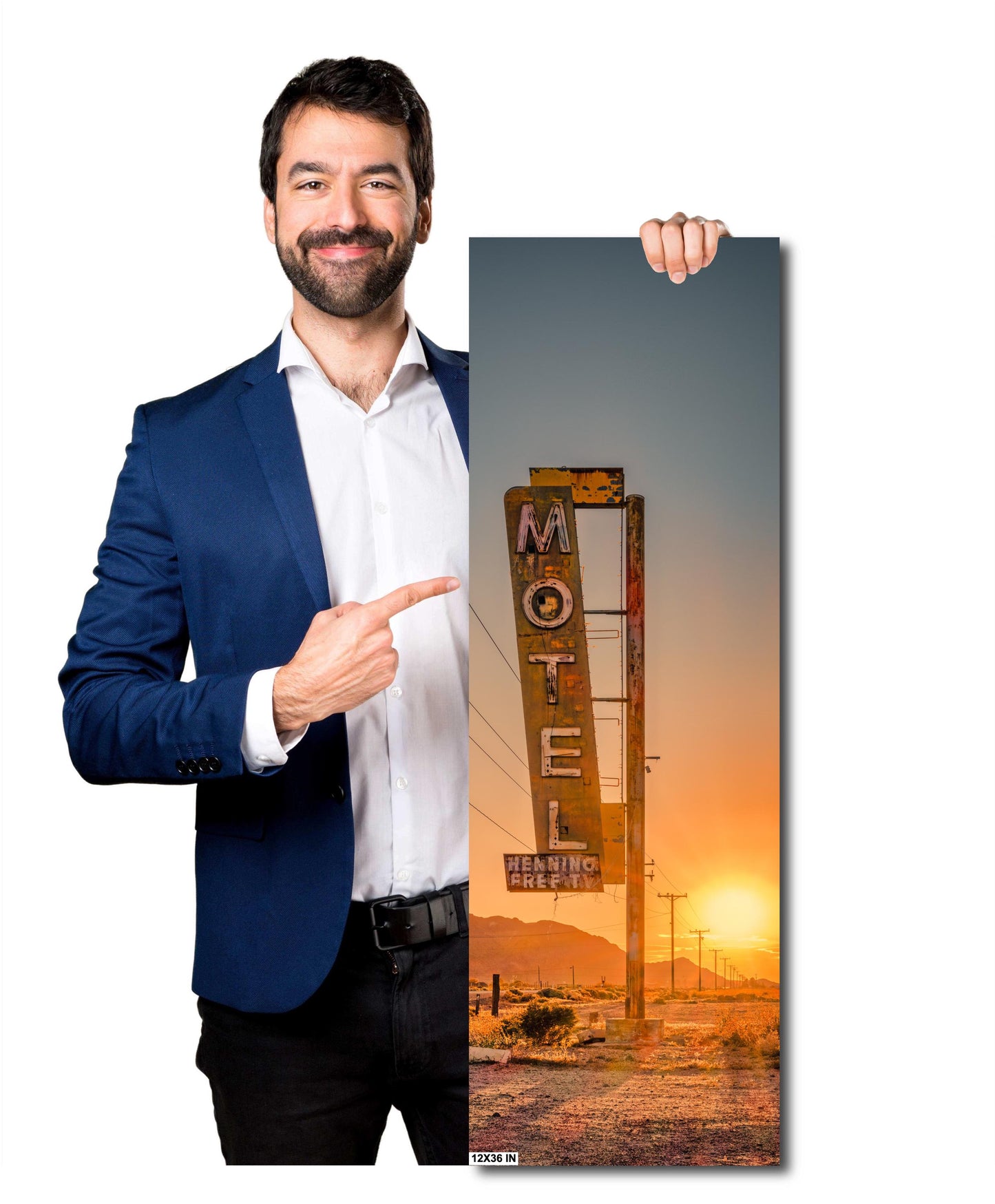 Bagdad Cafe Motel Sign Art at Sunset | Route 66 Americana Wall Decor | Desert Landscape Photography Print