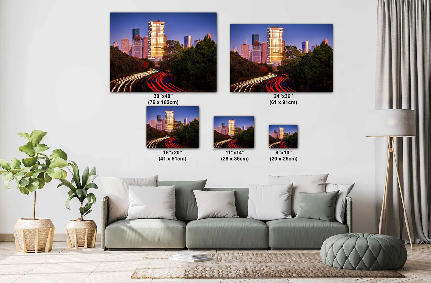 Houston Skyline Wall Art Photography - Premium Ready-to-Hang Canvas, Acrylic & Metal Prints, Memorial Drive View Décor