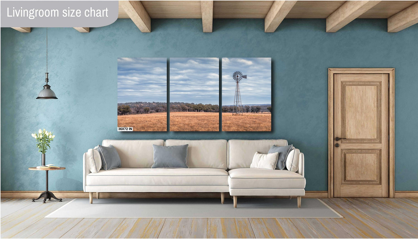 Country Wall Art - Prairie Windmill Landscape Poster | Farmhouse Decor Print on Premium Photo Paper, Canvas or Metal