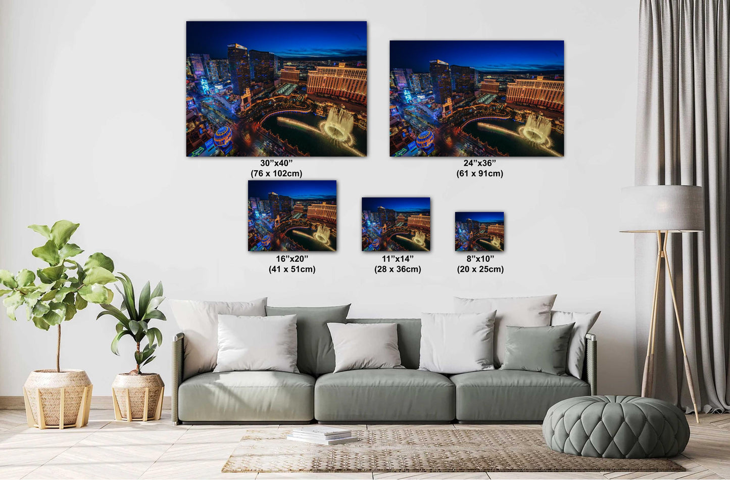 Las Vegas Skyline Print Wall Art: Aerial Photo of The Strip on Premium Paper, Canvas, Acrylic & Metal - Ready to Hang Decor