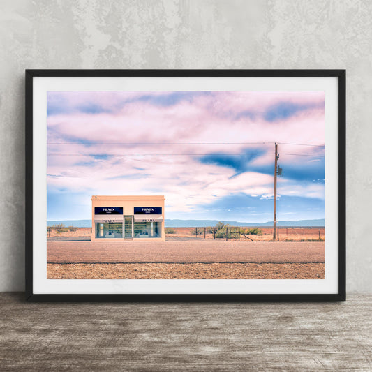 Marfa Store Photo Print – West Texas Sunset Art | Pastel Desert Landscape Wall Decor
