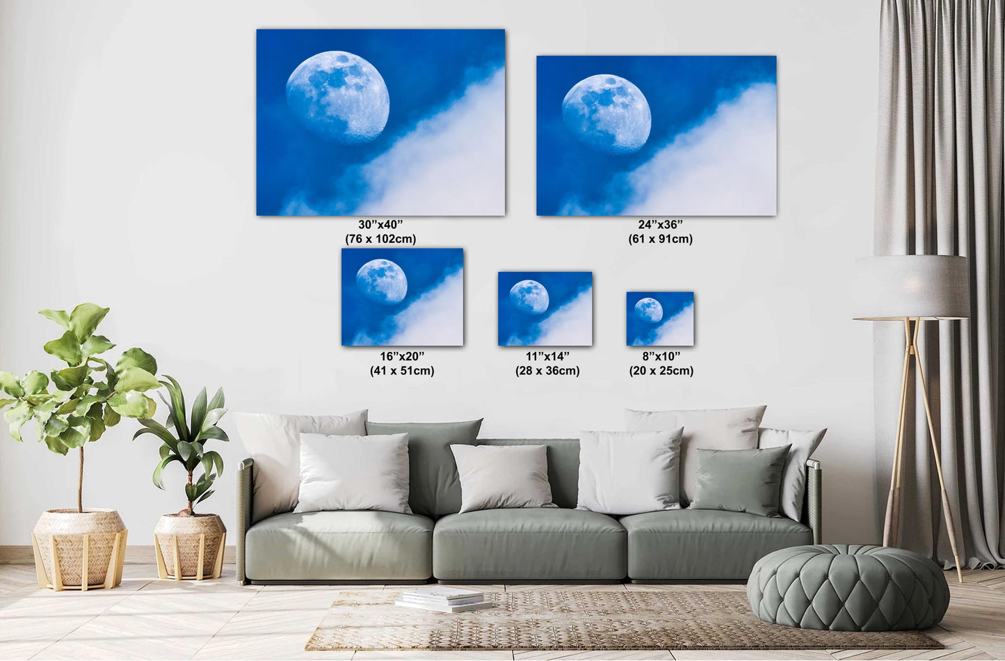 Lunar Daytime Photo: NASA Full Moon Print with Clouds on Canvas, Paper, Acrylic & Metal Options