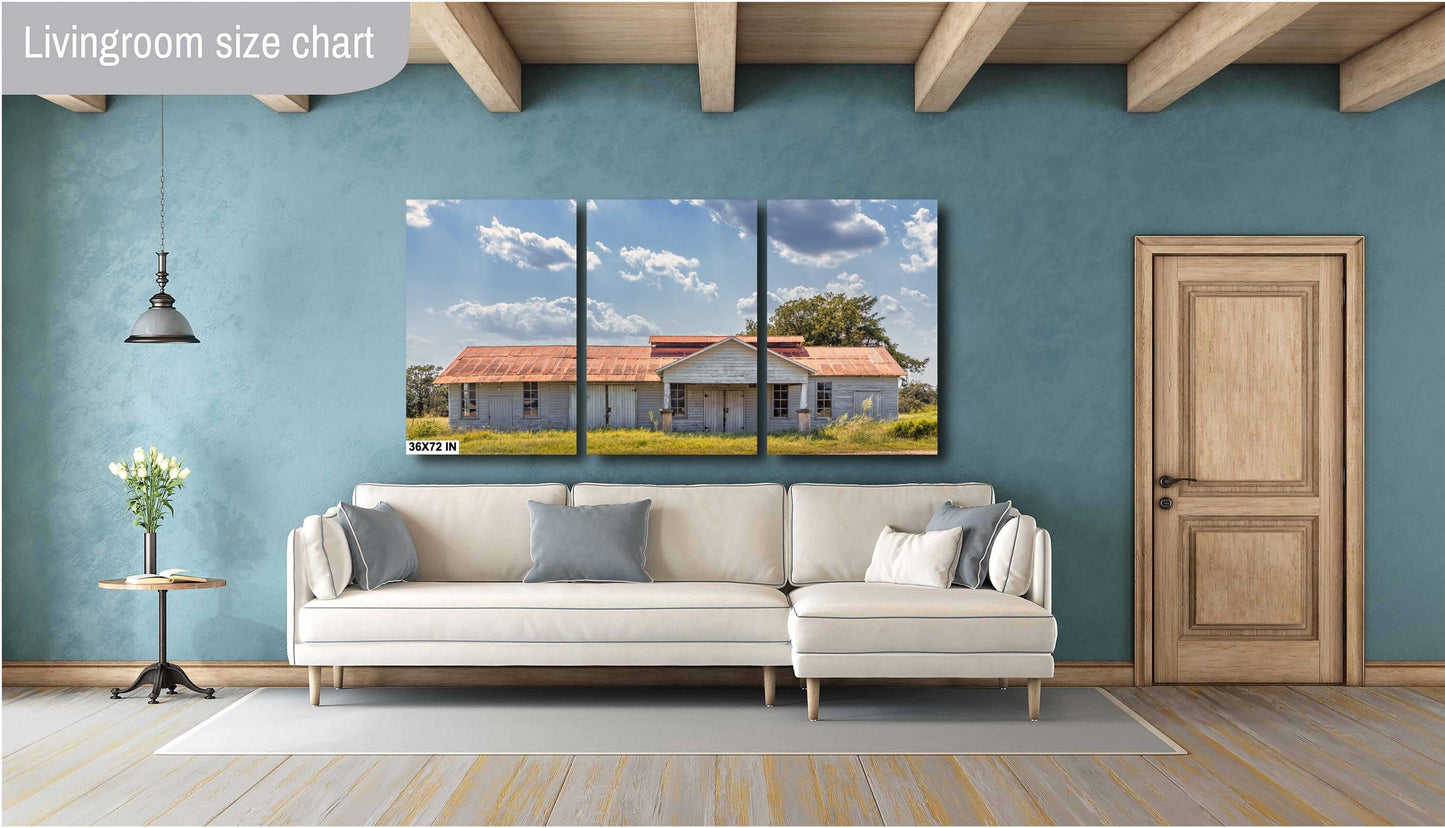 Modern Farmhouse Wall Art - Texas Barn Landscape Print - White Rustic Farmhouse Wall Art for Living Room, Office, Home Decor