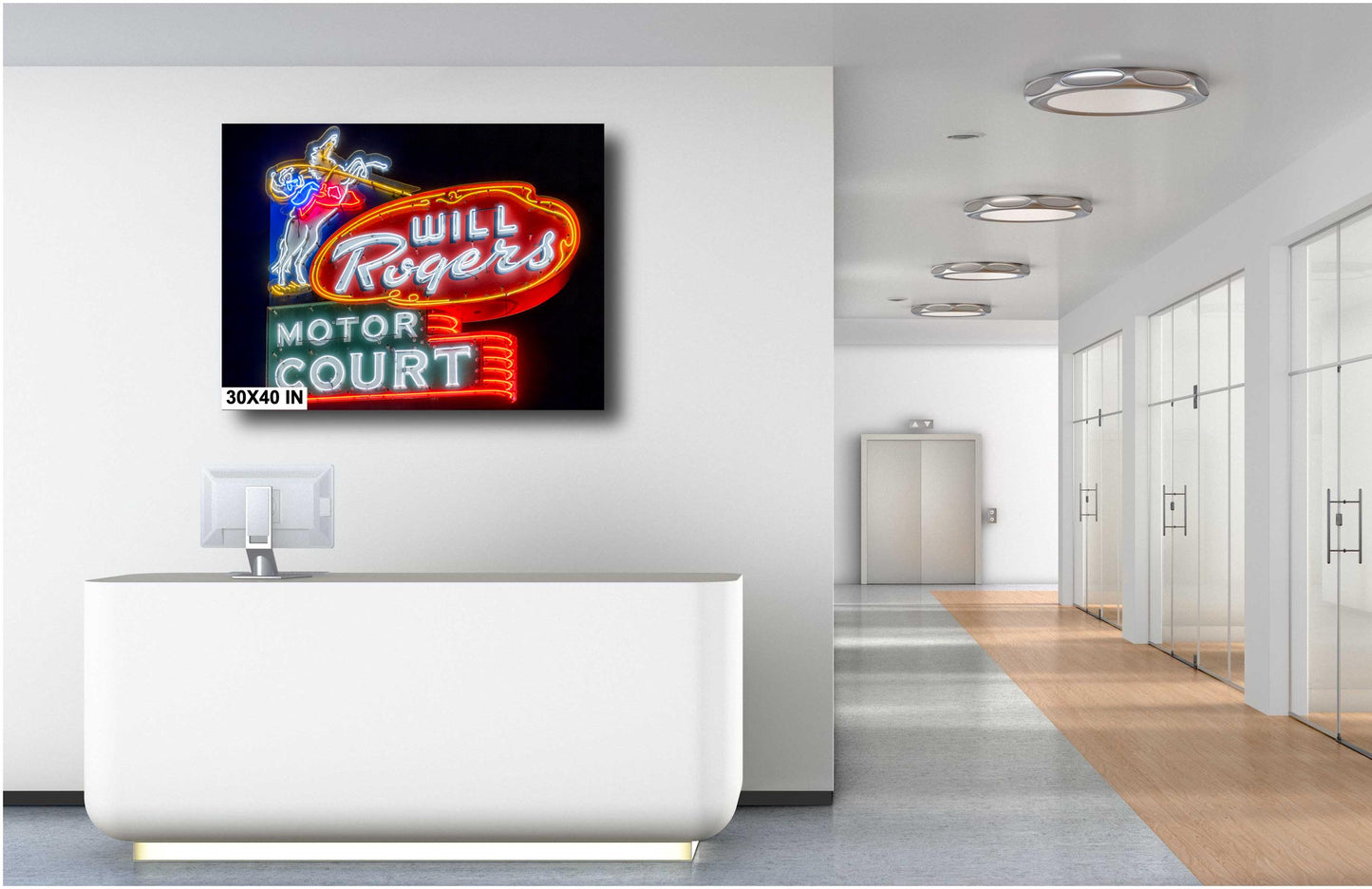 Route 66 Tulsa Neon Sign Photo - Will Rogers Motor Court Print on Premium Paper, Canvas, Acrylic & Metal Decor