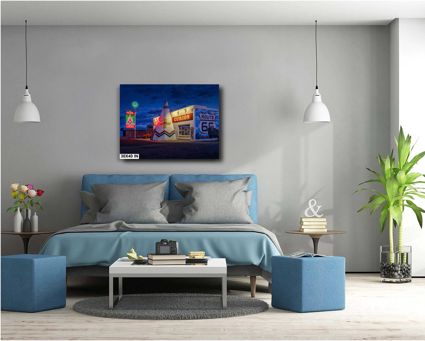 New Mexico Wall Art - Teepee Curios Neon Sign Print - Route 66 Road Trip Art - New Mexico Photography on Paper, Canvas, Acrylic & Metal
