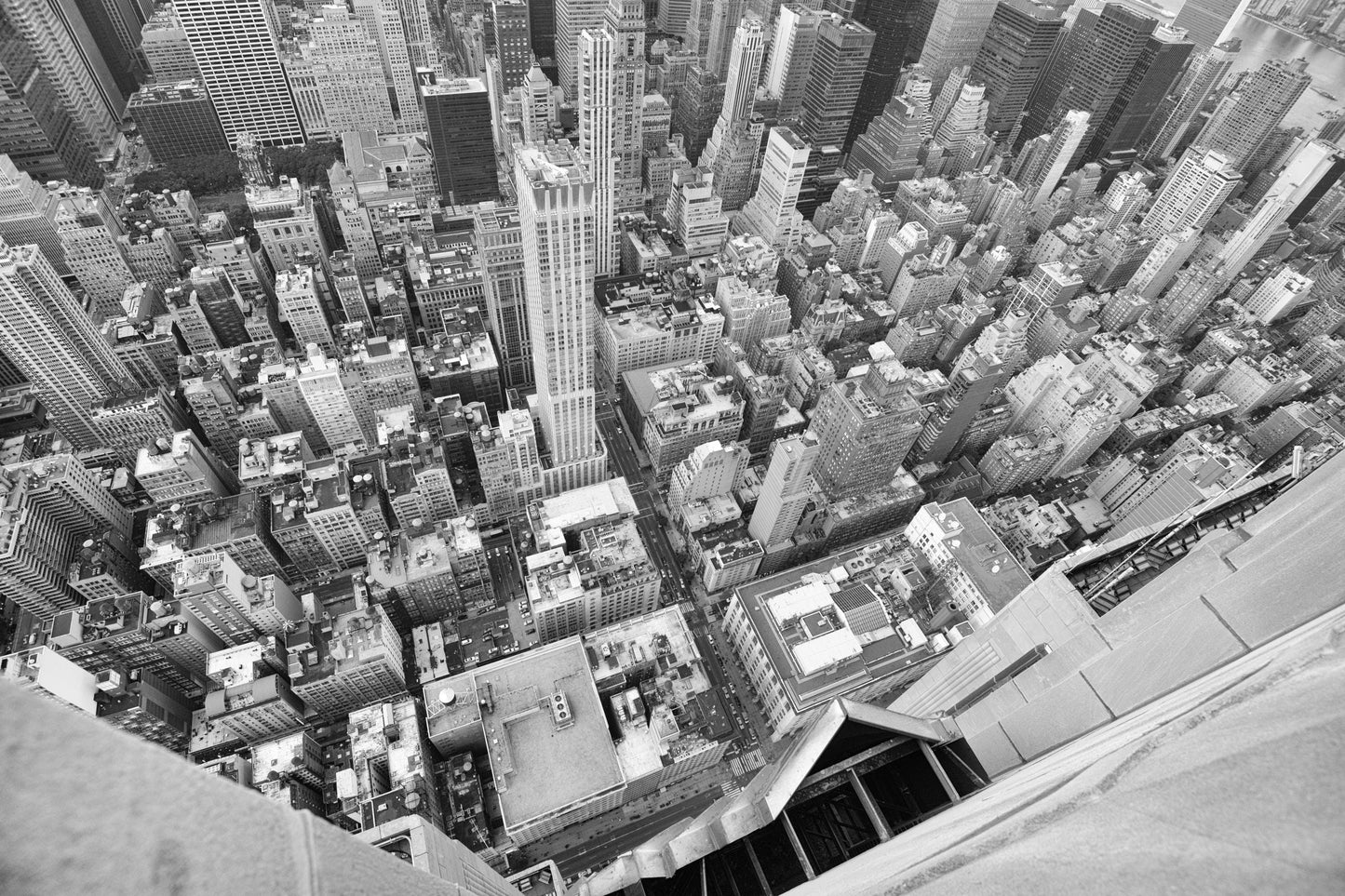Empire State Building Ledge View: Urban NYC Skyline Photography Print for Stylish Home Decor & Wall Art