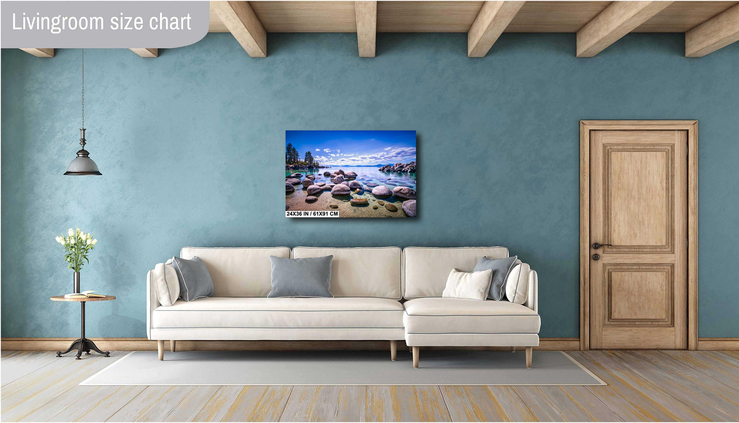 Lake Tahoe Print - Real Photo of Rocks at Sand Harbor State Park Wall Art on Canvas, Acrylic, Metal & Photo Paper - Nevada Photography Decor