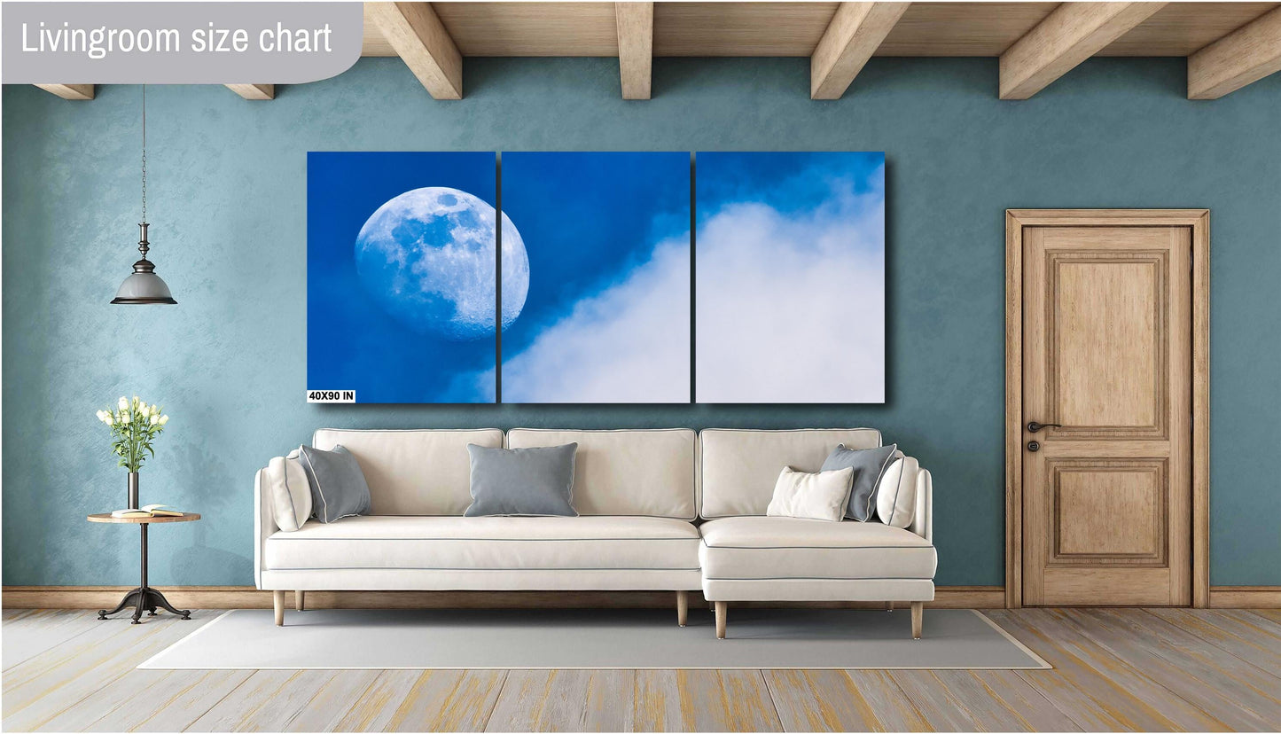 Lunar Daytime Photo: NASA Full Moon Print with Clouds on Canvas, Paper, Acrylic & Metal Options
