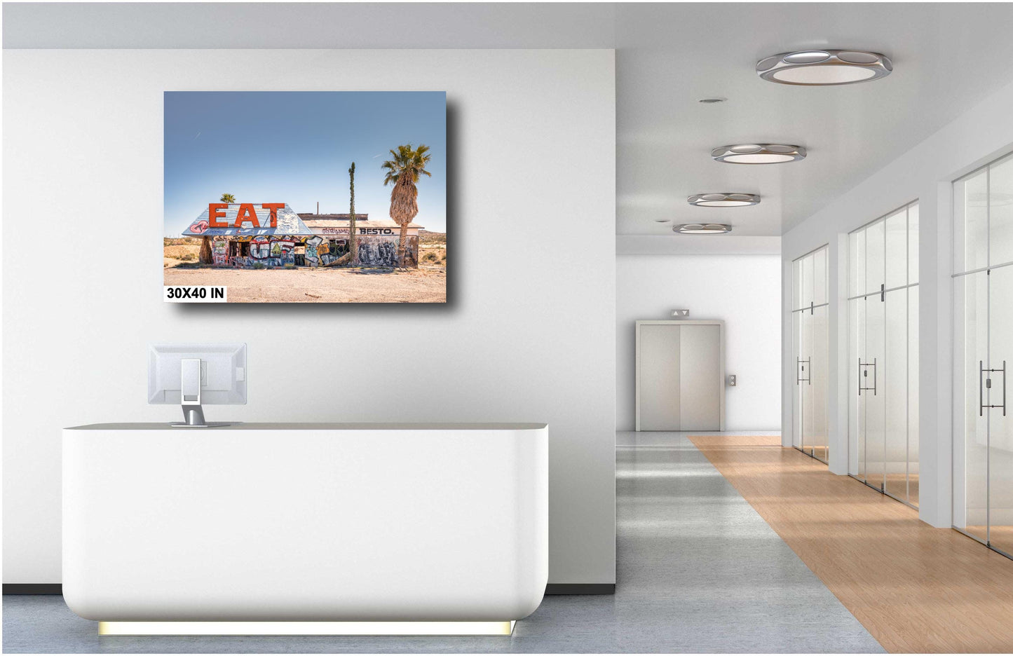 EAT Abandoned California Desert Diner Photo Print | Americana Roadside Cafe Graffiti Art Wall Decor