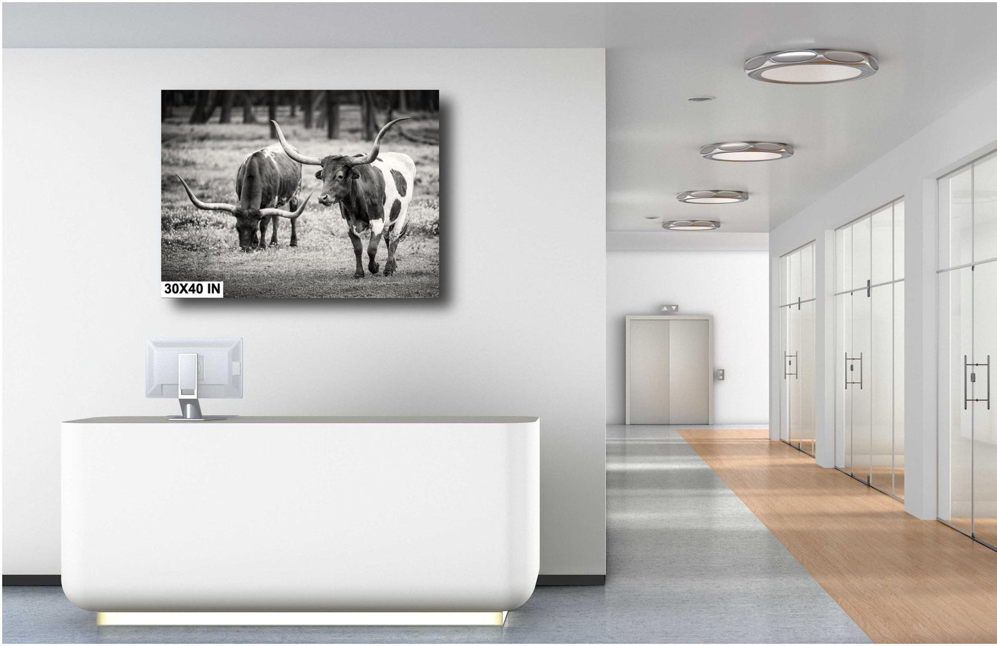 Cowboy Wall Art - Rustic Longhorn Cow Print: Modern Ranch Wall Art for Farmhouse Decor (Paper/Canvas/Acrylic/Metal)