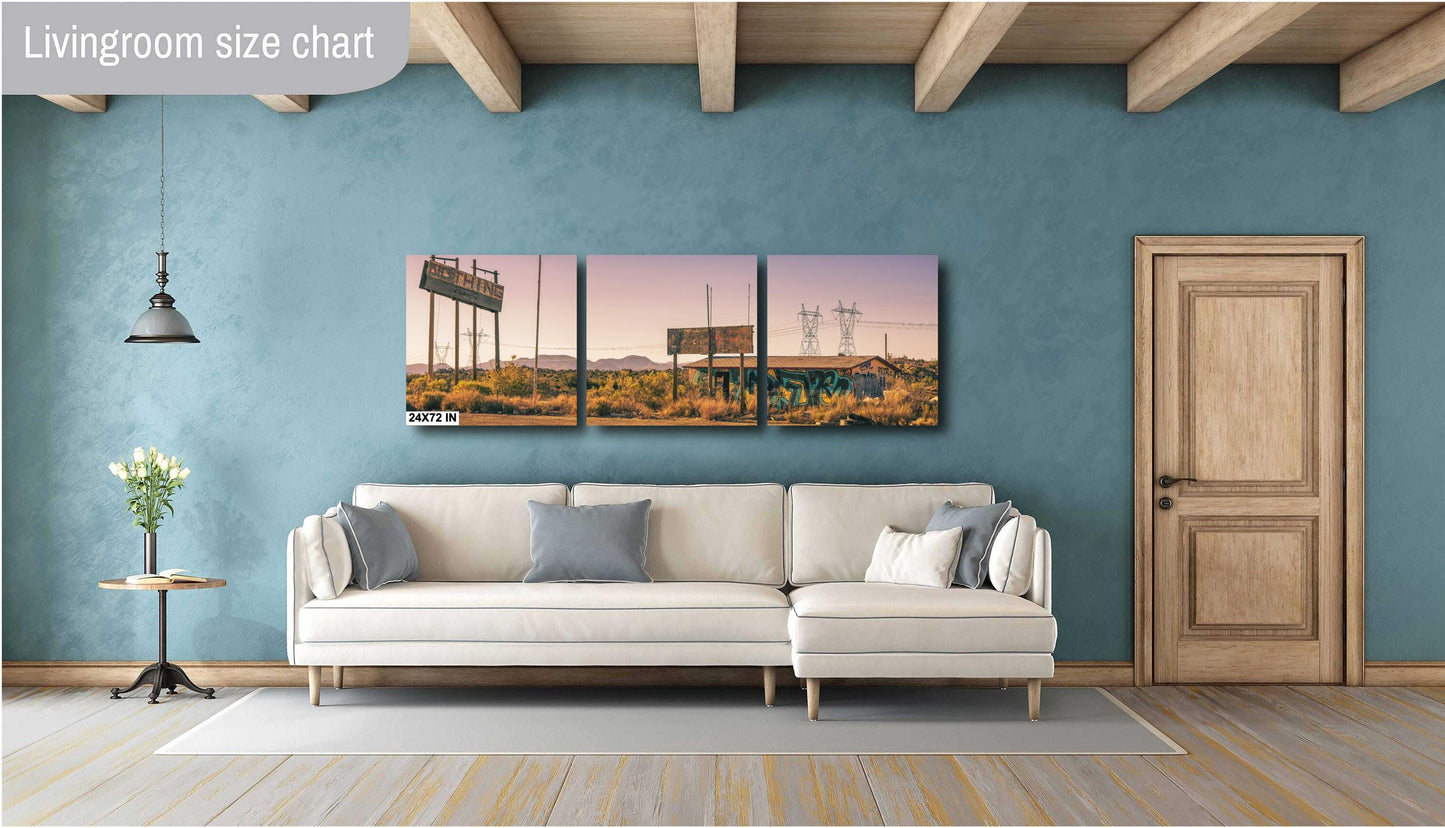 Desert Wall Art - Abandoned Gas Station at Sunset Photo | Nothing AZ Ghost Town Print on Premium Paper, Canvas, Acrylic & Metal