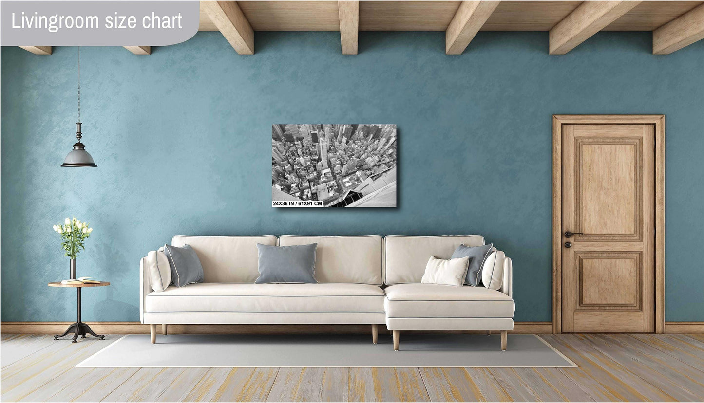 Empire State Building Ledge View: Urban NYC Skyline Photography Print for Stylish Home Decor & Wall Art