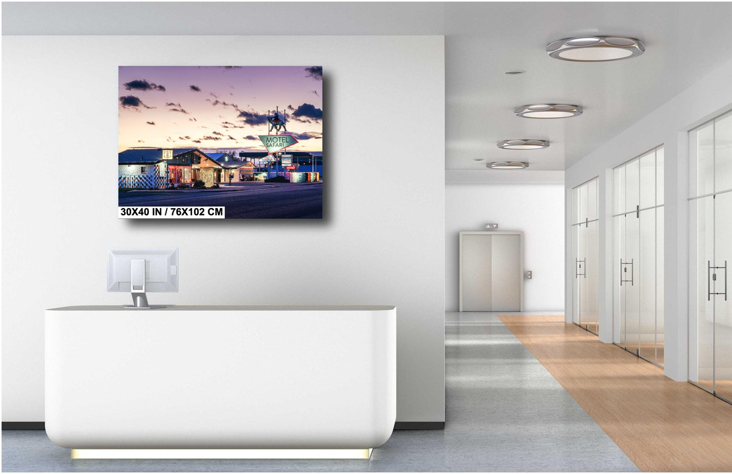 Retro Art Print - Vintage Route 66 Photography Print: Motel Safari in Tucumcari, NM on Premium Photo Paper, Canvas, Acrylic, or Metal