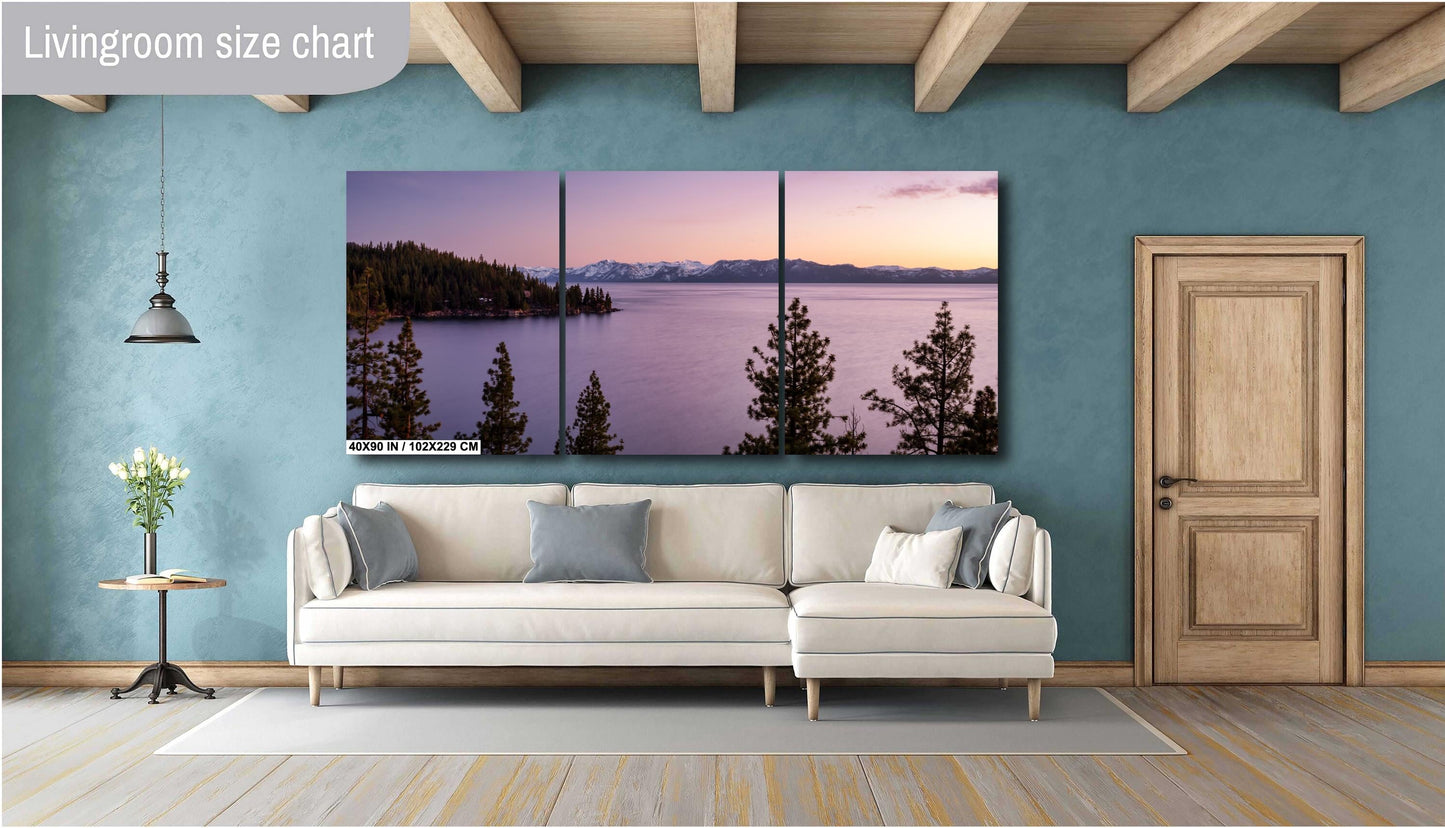 Lake Tahoe Sunset Wall Decor - Lake Wall Art Print on Premium Photo Paper, Canvas, Acrylic & Metal - Tahoe Nature Print
