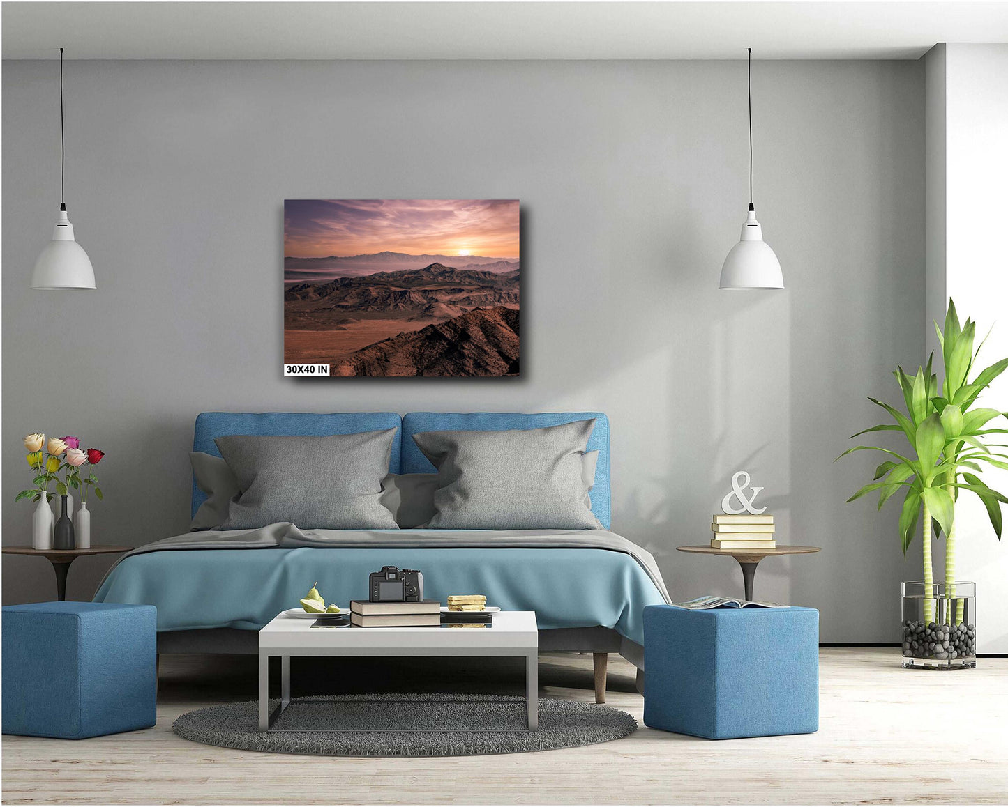 Las Vegas Desert Sunset Canvas Print: Southwest Mountain Landscape Wall Art for Home Decor, Large Format Photography