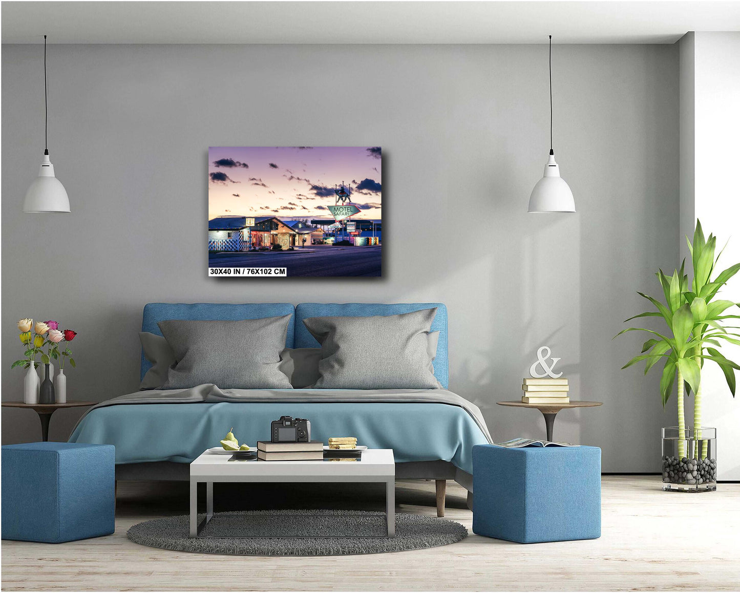 Retro Art Print - Vintage Route 66 Photography Print: Motel Safari in Tucumcari, NM on Premium Photo Paper, Canvas, Acrylic, or Metal