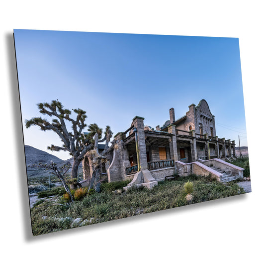 Rhyolite Ghost Town Wall Art: Abandoned Train Station Photography Print, Desert Landscape Decor for Home & Office