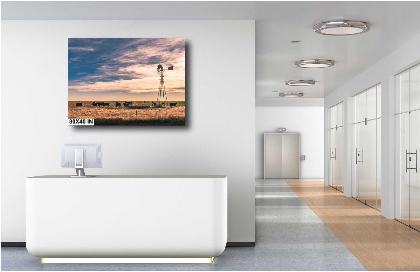 Farmhouse Wall Decor Countryside Black Cows & Windmill Fine Art Print, Modern Farmhouse Art, Rustic Home Photography, Texas Landscape Decor