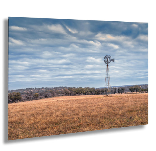 Country Wall Art - Prairie Windmill Landscape Poster | Farmhouse Decor Print on Premium Photo Paper, Canvas or Metal