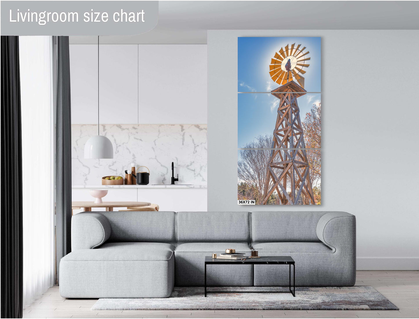 Farmhouse Photo Print: Rustic Southwestern Wall Art Decor, Yellow Blue Tan Landscape Poster