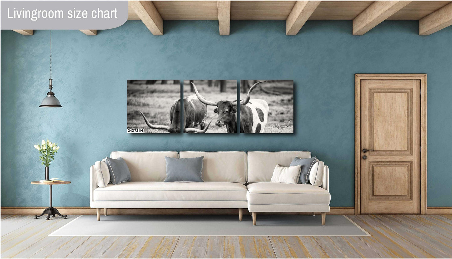 Cowboy Wall Art - Rustic Longhorn Cow Print: Modern Ranch Wall Art for Farmhouse Decor (Paper/Canvas/Acrylic/Metal)